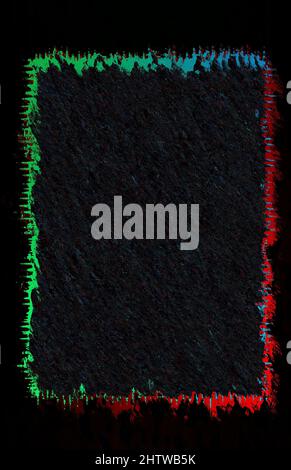 Ein abstraktes neonfarbenes Grunge-Randbild. Stockfoto