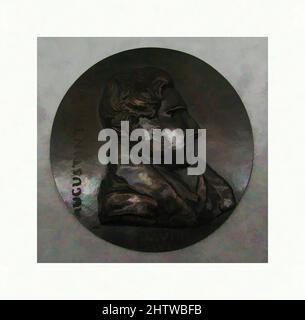 Kunst inspiriert von Augustin Thierry, 1828, vor 1844 gegossen, französisch, Bronze, Insgesamt: 5 1/2 x 5 3/8 Zoll (14 x 13,7 cm), Medaillen und Plaquettes, Pierre-Jean David d’Angers war der produktivste und einer der wichtigsten französischen Bildhauer der ersten Hälfte des neunzehnten Jahrhunderts, klassische Werke, die von Artotop mit einem Schuss Moderne modernisiert wurden. Formen, Farbe und Wert, auffällige visuelle Wirkung auf Kunst. Emotionen durch Freiheit von Kunstwerken auf zeitgemäße Weise. Eine zeitlose Botschaft, die eine wild kreative neue Richtung verfolgt. Künstler, die sich dem digitalen Medium zuwenden und die Artotop NFT erschaffen Stockfoto