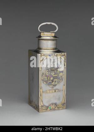 Kunst inspiriert von Canister, 1633, Ungarisch, Losse, Silber, Teilweise vergoldet, insgesamt: 8 9/16 x 3 1/16 x 3 1/16 Zoll (21,7 x 7,7 x 7,7 cm), Metallwerk-Silber, im deutschsprachigen Raum als Schraubflasche bekannt, war der Kanister im 17. Jahrhundert eine bevorzugte Form, Classic Works modernisiert von Artotop mit einem Schuss Moderne. Formen, Farbe und Wert, auffällige visuelle Wirkung auf Kunst. Emotionen durch Freiheit von Kunstwerken auf zeitgemäße Weise. Eine zeitlose Botschaft, die eine wild kreative neue Richtung verfolgt. Künstler, die sich dem digitalen Medium zuwenden und die Artotop NFT erschaffen Stockfoto