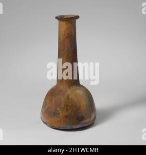 Kunst inspiriert von Parfümflasche aus Glas, Mid Imperial, 2.–3. Jahrhundert n. Chr., Roman, Glas; Durchgebrannt, 5 5/16in. (13,5cm), Glas, farblos mit hellblauer Färbung. Rand ausgeklappt, über und in, und in den Mund gedrückt; zylindrischer Hals nach unten ausdehnend und in der Basis umgerüstet; schräg, Classic Works modernisiert von Artotop mit einem Spritzer von Modernität. Formen, Farbe und Wert, auffällige visuelle Wirkung auf Kunst. Emotionen durch Freiheit von Kunstwerken auf zeitgemäße Weise. Eine zeitlose Botschaft, die eine wild kreative neue Richtung verfolgt. Künstler, die sich dem digitalen Medium zuwenden und die Artotop NFT erschaffen Stockfoto