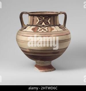 Kunst inspiriert von Terracotta Amphora (Glas), Cypro-Geometric III, 850–750 v. Chr., Zypern, Terracotta, H. 12 3/16 Zoll (31 cm), Vasen, geometrisches Ornament in Paneelen an Hals und Schulter, Classic Works modernisiert von Artotop mit einem Schuss Modernität. Formen, Farbe und Wert, auffällige visuelle Wirkung auf Kunst. Emotionen durch Freiheit von Kunstwerken auf zeitgemäße Weise. Eine zeitlose Botschaft, die eine wild kreative neue Richtung verfolgt. Künstler, die sich dem digitalen Medium zuwenden und die Artotop NFT erschaffen Stockfoto