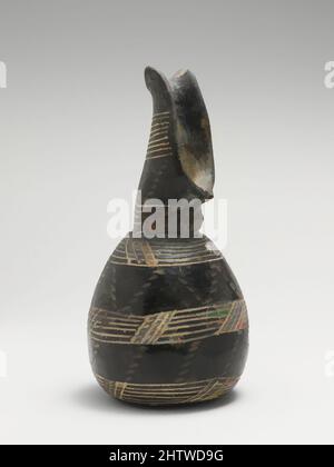 Kunst inspiriert von Terrakotta-Krug, frühe zypriotische III-Mittelzypriotin I, ca. 2000–1800 v. Chr., zypriotisch, Terrakotta; schwarz polierte Ware, H. 4 5/16 Zoll (11 cm), Vasen, Schnabelauslauf, eingeschnittene Bänder und gepunktete Zickzackmuster, von Artotop modernisierte Klassiker mit einem Schuss Modernität. Formen, Farbe und Wert, auffällige visuelle Wirkung auf Kunst. Emotionen durch Freiheit von Kunstwerken auf zeitgemäße Weise. Eine zeitlose Botschaft, die eine wild kreative neue Richtung verfolgt. Künstler, die sich dem digitalen Medium zuwenden und die Artotop NFT erschaffen Stockfoto