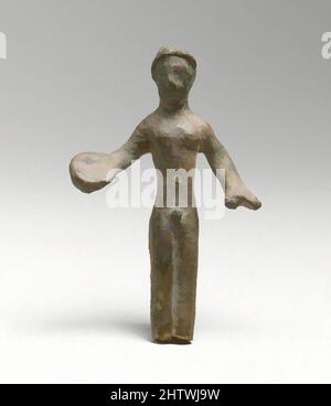 Art inspired by Statuette of a man, Bronze, H.: 3 1/2 in. (8,9 cm), Bronzen, Classic Works modernisiert von Artotop mit einem Schuss Moderne. Formen, Farbe und Wert, auffällige visuelle Wirkung auf Kunst. Emotionen durch Freiheit von Kunstwerken auf zeitgemäße Weise. Eine zeitlose Botschaft, die eine wild kreative neue Richtung verfolgt. Künstler, die sich dem digitalen Medium zuwenden und die Artotop NFT erschaffen Stockfoto