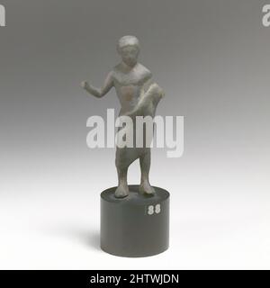 Art inspired by Statuette of a man, Bronze, H.: 3 7/16 in. (8,7 cm), Bronzen, Classic Works modernisiert von Artotop mit einem Schuss Moderne. Formen, Farbe und Wert, auffällige visuelle Wirkung auf Kunst. Emotionen durch Freiheit von Kunstwerken auf zeitgemäße Weise. Eine zeitlose Botschaft, die eine wild kreative neue Richtung verfolgt. Künstler, die sich dem digitalen Medium zuwenden und die Artotop NFT erschaffen Stockfoto