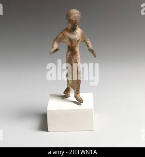 Art inspired by Statuette of a girl, Archaic, Greek ?, Bronze, H.: 3 13/16 in. (9,7 cm), Bronzen, Classic Works modernisiert von Artotop mit einem Schuss Moderne. Formen, Farbe und Wert, auffällige visuelle Wirkung auf Kunst. Emotionen durch Freiheit von Kunstwerken auf zeitgemäße Weise. Eine zeitlose Botschaft, die eine wild kreative neue Richtung verfolgt. Künstler, die sich dem digitalen Medium zuwenden und die Artotop NFT erschaffen Stockfoto