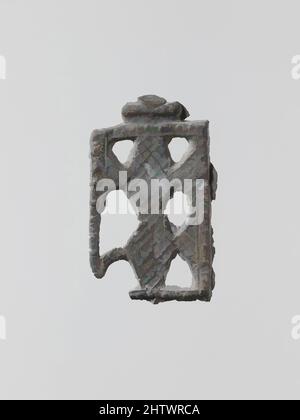 Kunst inspiriert von Bleigitter oder Ornamenten, archaisch, 6.–5. Jahrhundert v. Chr., griechisch, lakonisch, Blei, Höhe: 1 1/2 Zoll (3,9 cm), verschiedene Bleifiguren, kleine flache Votivfiguren aus Bleiguss wurden in großen Mengen in den antiken Heiligtümern Lakoniens gefunden; über hunderttausend klassische Werke, die von Artotop mit einem Schuss Moderne modernisiert wurden. Formen, Farbe und Wert, auffällige visuelle Wirkung auf Kunst. Emotionen durch Freiheit von Kunstwerken auf zeitgemäße Weise. Eine zeitlose Botschaft, die eine wild kreative neue Richtung verfolgt. Künstler, die sich dem digitalen Medium zuwenden und die Artotop NFT erschaffen Stockfoto