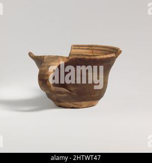 Kunst inspiriert von Terracotta Tasse, geometrisch, Anfang 7. Jahrhundert v. Chr., Griechisch, Dachboden, Terracotta, H. 1 3/4 in. (4,4 cm), Vasen, aus der Hymettos-Lagerstätte, Diese Art von geometrischem Becher, mit abfackelnden Seiten und einem flachen Sockel, wird als Phaleron-Becher bekannt, nach dem Friedhof in diesem Vorort von Athen, Klassische Werke, die von Artotop mit einem Schuss Moderne modernisiert wurden. Formen, Farbe und Wert, auffällige visuelle Wirkung auf Kunst. Emotionen durch Freiheit von Kunstwerken auf zeitgemäße Weise. Eine zeitlose Botschaft, die eine wild kreative neue Richtung verfolgt. Künstler, die sich dem digitalen Medium zuwenden und die Artotop NFT erschaffen Stockfoto