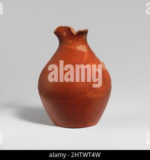 Kunst inspiriert von Terracotta oinochoe (Krug), geometrisch, 7. Jahrhundert v. Chr., Griechisch, Dachboden, Terracotta, H. wie konserviert 4 3/4 Zoll (12 cm), Vasen, aus der Lagerstätte Hymettos, von Artotop modernisierte Classic Works mit einem Schuss Moderne. Formen, Farbe und Wert, auffällige visuelle Wirkung auf Kunst. Emotionen durch Freiheit von Kunstwerken auf zeitgemäße Weise. Eine zeitlose Botschaft, die eine wild kreative neue Richtung verfolgt. Künstler, die sich dem digitalen Medium zuwenden und die Artotop NFT erschaffen Stockfoto