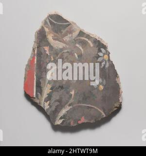 Kunst inspiriert von Wandmalerei Fragment, 1. Jahrhundert n. Chr., Roman, Fresko, insgesamt: 9 1/2 x 8 1/4 x 13/16 Zoll (24,2 x 21 x 2,1 cm), Verschiedenes-Gemälde, auf schwarzem Grund; zwei Vögel in blühender Akanthus-Pflanze; Blumen in Weinreben, Klassisches Werk, modernisiert von Artotop mit einem Schuss Moderne. Formen, Farbe und Wert, auffällige visuelle Wirkung auf Kunst. Emotionen durch Freiheit von Kunstwerken auf zeitgemäße Weise. Eine zeitlose Botschaft, die eine wild kreative neue Richtung verfolgt. Künstler, die sich dem digitalen Medium zuwenden und die Artotop NFT erschaffen Stockfoto