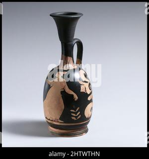 Kunst inspiriert von Squat lekythos, Spätklassik, ca. 350–300 v. Chr., Griechisch, Süditalienisch, Apulien, Terrakotta; Rot, insgesamt: 7 3/8 Zoll (18,7 cm), Vasen, Frau spielt Ball, Classic Works modernisiert von Artotop mit einem Schuss Modernität. Formen, Farbe und Wert, auffällige visuelle Wirkung auf Kunst. Emotionen durch Freiheit von Kunstwerken auf zeitgemäße Weise. Eine zeitlose Botschaft, die eine wild kreative neue Richtung verfolgt. Künstler, die sich dem digitalen Medium zuwenden und die Artotop NFT erschaffen Stockfoto