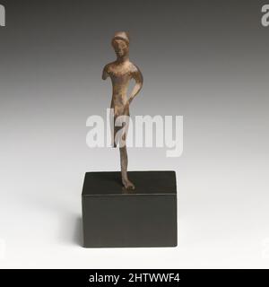 Kunst inspiriert von der Statuette einer Jugend, klassisch, 5. Jahrhundert v. Chr. oder später, Etrusker, Bronze, H.: 4 5/16 x 1 3/16 x 1 3/8 Zoll (11 x 3 x 3,5 cm), Bronzen, Klassisches Werk, modernisiert von Artotop mit einem Schuss Moderne. Formen, Farbe und Wert, auffällige visuelle Wirkung auf Kunst. Emotionen durch Freiheit von Kunstwerken auf zeitgemäße Weise. Eine zeitlose Botschaft, die eine wild kreative neue Richtung verfolgt. Künstler, die sich dem digitalen Medium zuwenden und die Artotop NFT erschaffen Stockfoto