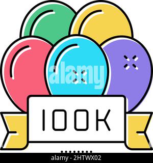 100k Party Feier Ballons Farbe Symbol Vektor Illustration Stock Vektor