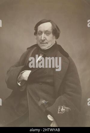 Kunst inspiriert von Gioacchino Rossini, März 1856, gesalzener Papierdruck aus Glasnegativ, Bild: 24,6 x 18,3 cm (9 11/16 x 7 3/16 Zoll), Fotografien, Nadar (Französisch, Paris 1820–1910 Paris), italienischer Komponist und produktiver Meister der unbeschwerten Opernbüffa, Gioacchino Antonio Rossini (1792-, Klassische Werke, die von Artotop mit einem Schuss Moderne modernisiert wurden. Formen, Farbe und Wert, auffällige visuelle Wirkung auf Kunst. Emotionen durch Freiheit von Kunstwerken auf zeitgemäße Weise. Eine zeitlose Botschaft, die eine wild kreative neue Richtung verfolgt. Künstler, die sich dem digitalen Medium zuwenden und die Artotop NFT erschaffen Stockfoto