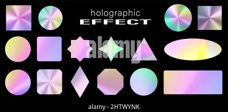 Holografische silberne glänzende Folie in verschiedenen Rahmen und Formen Stock Vektor