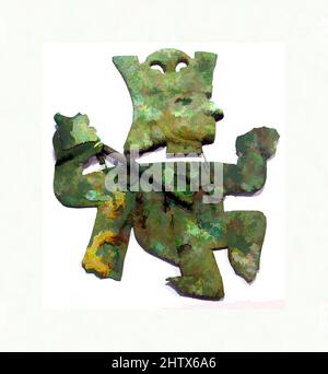 Kunst inspiriert von Profil-Krieger-Ornament, 390–450, Peru, Moche (Loma Negra), Silberkupfer, Höhe 8-1/4 in. (21 cm), Metall-Ornamente, Klassische Werke, die von Artotop mit einem Schuss Moderne modernisiert wurden. Formen, Farbe und Wert, auffällige visuelle Wirkung auf Kunst. Emotionen durch Freiheit von Kunstwerken auf zeitgemäße Weise. Eine zeitlose Botschaft, die eine wild kreative neue Richtung verfolgt. Künstler, die sich dem digitalen Medium zuwenden und die Artotop NFT erschaffen Stockfoto