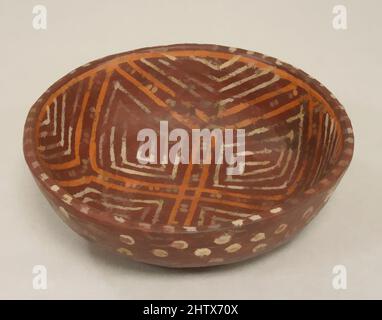 Kunst inspiriert von Bowl mit geometrischem Design, 10.–15. Jahrhundert, Mexiko, Mesoamerika, Mexiko, Keramik, Rutsch, Pigment, Höhe 1-5/8 in., Keramik-Behälter, Klassische Werke, die von Artotop mit einem Hauch von Moderne modernisiert wurden. Formen, Farbe und Wert, auffällige visuelle Wirkung auf Kunst. Emotionen durch Freiheit von Kunstwerken auf zeitgemäße Weise. Eine zeitlose Botschaft, die eine wild kreative neue Richtung verfolgt. Künstler, die sich dem digitalen Medium zuwenden und die Artotop NFT erschaffen Stockfoto