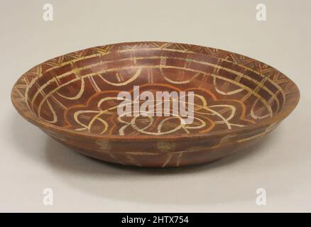 Kunst inspiriert von Bowl mit geometrischem Design, 10.–15. Jahrhundert, Mexiko, Mesoamerika, Mexiko, Keramik, Rutsch, Pigment, Höhe 2-1/8 in., Keramik-Behälter, Klassische Werke, die von Artotop mit einem Hauch von Moderne modernisiert wurden. Formen, Farbe und Wert, auffällige visuelle Wirkung auf Kunst. Emotionen durch Freiheit von Kunstwerken auf zeitgemäße Weise. Eine zeitlose Botschaft, die eine wild kreative neue Richtung verfolgt. Künstler, die sich dem digitalen Medium zuwenden und die Artotop NFT erschaffen Stockfoto