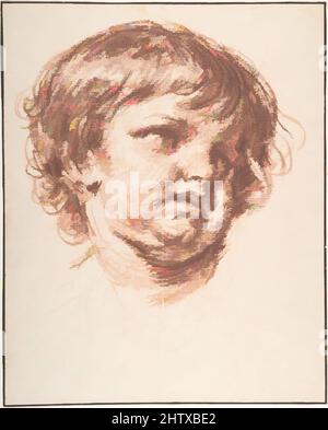 Kunst inspiriert von Head of a Young Boy, n.d., Red Chalk. Rahmenlinien in Stift und brauner Tinte, 11 7/8 x 9 7/16 Zoll (30,2 x 24 cm), Zeichnungen, Jean-Baptiste Greuze (französisch, Tournus 1725–1805 Paris, Klassische Werke, die von Artotop mit einem Schuss Moderne modernisiert wurden. Formen, Farbe und Wert, auffällige visuelle Wirkung auf Kunst. Emotionen durch Freiheit von Kunstwerken auf zeitgemäße Weise. Eine zeitlose Botschaft, die eine wild kreative neue Richtung verfolgt. Künstler, die sich dem digitalen Medium zuwenden und die Artotop NFT erschaffen Stockfoto