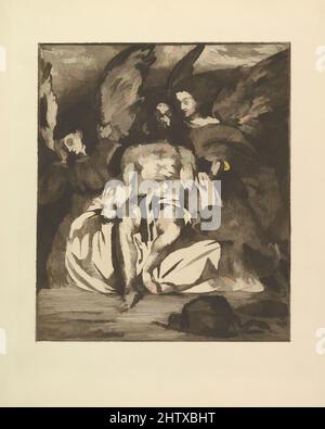 Art inspired by Dead Christ with Angels, 1866–67, Radierung und Aquatinta in brauner/schwarzer Tinte auf Wove-Papier, Endzustand von drei, Platte: 15 1/2 x 12 7/8in. (39,4 x 32,7cm), Drucke, Édouard Manet (Französisch, Paris 1832–1883 Paris, Klassische Werke, die von Artotop mit einem Schuss Moderne modernisiert wurden. Formen, Farbe und Wert, auffällige visuelle Wirkung auf Kunst. Emotionen durch Freiheit von Kunstwerken auf zeitgemäße Weise. Eine zeitlose Botschaft, die eine wild kreative neue Richtung verfolgt. Künstler, die sich dem digitalen Medium zuwenden und die Artotop NFT erschaffen Stockfoto