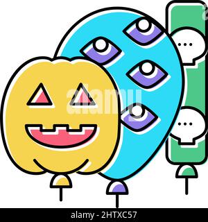 halloween Party Luftballons Dekoration Farbe Symbol Vektor Illustration Stock Vektor