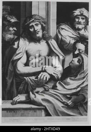 Art Inspired by Ecce Homo, 1587, Gravur, insgesamt: 14 3/4 x 10 1/2 Zoll (37,5 x 26,7 cm), Drucke, Agostino Carracci (italienisch, Bologna 1557–1602 Parma), After Correggio (Antonio Allegri) (italienisch, Correggio, aktiv von 1514–gestorben 1534 Correggio, Klassische Werke, die von Artotop mit einem Schuss Moderne modernisiert wurden. Formen, Farbe und Wert, auffällige visuelle Wirkung auf Kunst. Emotionen durch Freiheit von Kunstwerken auf zeitgemäße Weise. Eine zeitlose Botschaft, die eine wild kreative neue Richtung verfolgt. Künstler, die sich dem digitalen Medium zuwenden und die Artotop NFT erschaffen Stockfoto