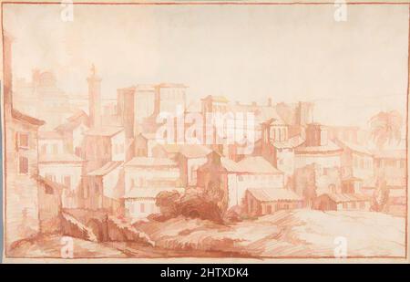 Aussicht auf Rom, 1724, Rote Kreide, 9 11/16 x 14 3/4 in. (24,6 x 37,5 cm), Zeichnungen, François Le Moyne (Französisch, Paris 1688 - 1737 Paris) Stockfoto