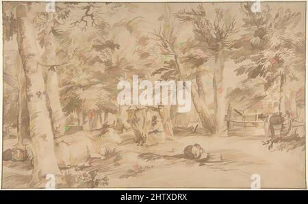 Art Inspired by Landscape with Milkmaid, 1622–74, Stift und braune Tinte auf japanischem Papier, Blatt: 8 11/16 x 14 1/16in. (22,1 x 35,7cm), Zeichnungen, Jan Lievens (Niederländisch, Leiden 1607–1674 Amsterdam, Klassische Werke, die von Artotop mit einem Schuss Moderne modernisiert wurden. Formen, Farbe und Wert, auffällige visuelle Wirkung auf Kunst. Emotionen durch Freiheit von Kunstwerken auf zeitgemäße Weise. Eine zeitlose Botschaft, die eine wild kreative neue Richtung verfolgt. Künstler, die sich dem digitalen Medium zuwenden und die Artotop NFT erschaffen Stockfoto