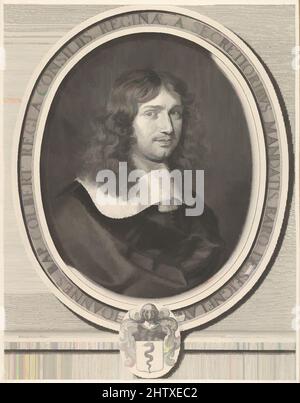 Art inspired by Jean-Baptiste Colbert, 1660, Engraving; Second State of Four (Petitjean & Wickert), Sheet: 12 1/2 × 9 3/4 in. (31,8 × 24,8 cm), Drucke, Robert Nanteuil (französisch, Reims 1623–1678 Paris), gestaltet von Philippe de Champaigne (französisch, Brüssel 1602–1674 Paris, Klassische Werke, die von Artotop mit einem Schuss Moderne modernisiert wurden. Formen, Farbe und Wert, auffällige visuelle Wirkung auf Kunst. Emotionen durch Freiheit von Kunstwerken auf zeitgemäße Weise. Eine zeitlose Botschaft, die eine wild kreative neue Richtung verfolgt. Künstler, die sich dem digitalen Medium zuwenden und die Artotop NFT erschaffen Stockfoto