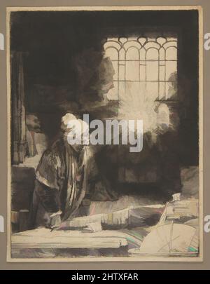 Kunst inspiriert von Faust, ca. 1652, Radierung, Trockenpunkt und Gravur; erster Zustand von drei, Drucke, Rembrandt (Rembrandt van Rijn) (Niederländisch, Leiden 1606–1669 Amsterdam, Klassische Werke, die von Artotop mit einem Schuss Moderne modernisiert wurden. Formen, Farbe und Wert, auffällige visuelle Wirkung auf Kunst. Emotionen durch Freiheit von Kunstwerken auf zeitgemäße Weise. Eine zeitlose Botschaft, die eine wild kreative neue Richtung verfolgt. Künstler, die sich dem digitalen Medium zuwenden und die Artotop NFT erschaffen Stockfoto