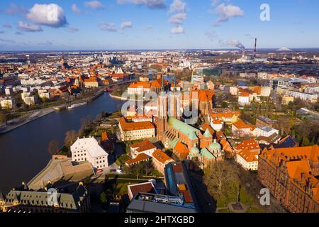 Breslauer Stadtbild mit Erzkathedrale, Polen Stockfoto