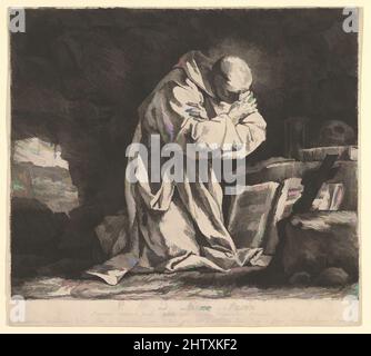 Art inspired by Saint Bruno, 1764, Radierung, 10 1/8 x 11 3/16 Zoll (25,7 x 28,4 cm), Drucke, Jean Bernard Restout (Französisch, Paris 1732–1797 Paris, Klassische Werke, die von Artotop mit einem Schuss Moderne modernisiert wurden. Formen, Farbe und Wert, auffällige visuelle Wirkung auf Kunst. Emotionen durch Freiheit von Kunstwerken auf zeitgemäße Weise. Eine zeitlose Botschaft, die eine wild kreative neue Richtung verfolgt. Künstler, die sich dem digitalen Medium zuwenden und die Artotop NFT erschaffen Stockfoto