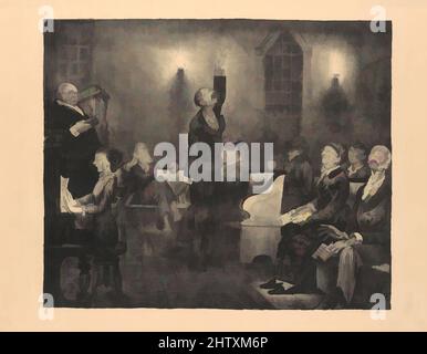 Art Inspired by Prayer Meeting, Second Stone, 1916, Lithograph, Bild: 18 1/2 x 22 3/8 Zoll (47 x 56,8 cm), Drucke, George Bellows (Amerikaner, Columbus, Ohio 1882–1925 New York, Klassisches Werk, modernisiert von Artotop mit einem Schuss Moderne. Formen, Farbe und Wert, auffällige visuelle Wirkung auf Kunst. Emotionen durch Freiheit von Kunstwerken auf zeitgemäße Weise. Eine zeitlose Botschaft, die eine wild kreative neue Richtung verfolgt. Künstler, die sich dem digitalen Medium zuwenden und die Artotop NFT erschaffen Stockfoto