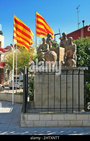 Denkmal für den Nougat in Agramunt der Grafschaft Urgel Provinz Lleida, Katalonien, Spanien Stockfoto