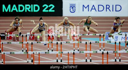 Madrid, Spanien. 02. März 2022. Madrid, Spanien; 02,03-2022.- Indoor Tour Gold der Frauen 60mH Madrid 2022 Credit: Juan Carlos Rojas/dpa/Alamy Live News Stockfoto