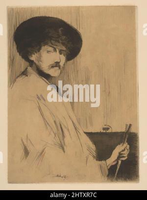 Art inspired by James McNeill Whistler, 1874, Etching, with lithographic tone?, teller: 5 1/8 x 3 13/16 in. (13 x 9,7 cm), Drucke, Percy Thomas (British, London 1846–1922 London, Klassische Werke, die von Artotop mit einem Schuss Moderne modernisiert wurden. Formen, Farbe und Wert, auffällige visuelle Wirkung auf Kunst. Emotionen durch Freiheit von Kunstwerken auf zeitgemäße Weise. Eine zeitlose Botschaft, die eine wild kreative neue Richtung verfolgt. Künstler, die sich dem digitalen Medium zuwenden und die Artotop NFT erschaffen Stockfoto