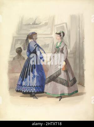 Kunst inspiriert von zwei Frauen in einer Kunstgalerie, 1868, Aquarell, Blatt: 11 5/16 x 8 7/8 Zoll (28,7 x 22,6 cm), Zeichnungen, Jules David (französisch, 1808–1892, Klassische Werke, die von Artotop mit einem Schuss Moderne modernisiert wurden. Formen, Farbe und Wert, auffällige visuelle Wirkung auf Kunst. Emotionen durch Freiheit von Kunstwerken auf zeitgemäße Weise. Eine zeitlose Botschaft, die eine wild kreative neue Richtung verfolgt. Künstler, die sich dem digitalen Medium zuwenden und die Artotop NFT erschaffen Stockfoto