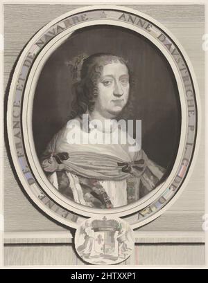 Art inspired by Anne of Austria, 1660, Engraving; Sixth State of Six (Petitjean & Wickert), Blatt: 19 × 13 7/16 in. (48,2 × 34,2 cm), Drucke, Robert Nanteuil (Französisch, Reims 1623–1678 Paris), nach Pierre Mignard (Französisch, Troyes 1612–1695 Paris, Klassische Werke, die von Artotop mit einem Schuss Moderne modernisiert wurden. Formen, Farbe und Wert, auffällige visuelle Wirkung auf Kunst. Emotionen durch Freiheit von Kunstwerken auf zeitgemäße Weise. Eine zeitlose Botschaft, die eine wild kreative neue Richtung verfolgt. Künstler, die sich dem digitalen Medium zuwenden und die Artotop NFT erschaffen Stockfoto