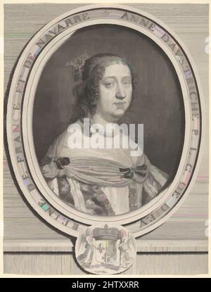 Art inspired by Anne of Austria, 1660, Graving; Third or Fourth State of Six (Petitjean & Wickert), Blatt: 12 5/8 × 9 1/2 in. (32 × 24,2 cm), Drucke, Robert Nanteuil (Französisch, Reims 1623–1678 Paris), nach Pierre Mignard (Französisch, Troyes 1612–1695 Paris, Klassische Werke, die von Artotop mit einem Schuss Moderne modernisiert wurden. Formen, Farbe und Wert, auffällige visuelle Wirkung auf Kunst. Emotionen durch Freiheit von Kunstwerken auf zeitgemäße Weise. Eine zeitlose Botschaft, die eine wild kreative neue Richtung verfolgt. Künstler, die sich dem digitalen Medium zuwenden und die Artotop NFT erschaffen Stockfoto