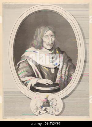 Kunst inspiriert von Jean de Mesgrigny, ca. 1653, Gravieren; zweiter Zustand von drei (Petitjean & Wickert), Blatt: 13 3/8 × 10 1/8 Zoll (33,9 × 25,7 cm), Drucke, Robert Nanteuil (Französisch, Reims 1623–1678 Paris), After Jean Daret (Französisch, Brüssel 1613/15–1668 Aix-en-Provence, Klassische Werke, die von Artotop mit einem Schuss Moderne modernisiert wurden. Formen, Farbe und Wert, auffällige visuelle Wirkung auf Kunst. Emotionen durch Freiheit von Kunstwerken auf zeitgemäße Weise. Eine zeitlose Botschaft, die eine wild kreative neue Richtung verfolgt. Künstler, die sich dem digitalen Medium zuwenden und die Artotop NFT erschaffen Stockfoto