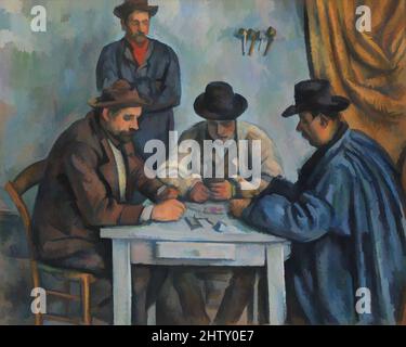 Von den Kartenspielern inspirierte Kunst, 1890–92, Öl auf Leinwand, 25 3/4 x 32 1/4 Zoll (65,4 x 81,9 cm), Gemälde, Paul Cézanne (Französisch, Aix-en-Provence 1839–1906 Aix-en-Provence), Dies ist wahrscheinlich das erste in einer Serie von fünf Gemälden, die Cézanne Bauern Spielkarten gewidmet, Klassische Werke von Artotop mit einem Schuss Moderne modernisiert. Formen, Farbe und Wert, auffällige visuelle Wirkung auf Kunst. Emotionen durch Freiheit von Kunstwerken auf zeitgemäße Weise. Eine zeitlose Botschaft, die eine wild kreative neue Richtung verfolgt. Künstler, die sich dem digitalen Medium zuwenden und die Artotop NFT erschaffen Stockfoto