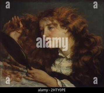 Kunst inspiriert von Jo, La Belle Irlandaise, 1865–66, Öl auf Leinwand, 22 x 26 Zoll (55,9 x 66 cm), Gemälde, Gustave Courbet (Französisch, Ornans 1819–1877 La Tour-de-Peilz), die 'schöne Ire', die auf diesem Bild abgebildet ist, ist Joanna Hiffernan (geboren 1842/43), Geliebte und Vorbild des Künstlers, Klassische Werke, die von Artotop mit einem Schuss Moderne modernisiert wurden. Formen, Farbe und Wert, auffällige visuelle Wirkung auf Kunst. Emotionen durch Freiheit von Kunstwerken auf zeitgemäße Weise. Eine zeitlose Botschaft, die eine wild kreative neue Richtung verfolgt. Künstler, die sich dem digitalen Medium zuwenden und die Artotop NFT erschaffen Stockfoto