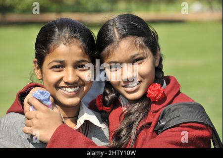 Indische Schülerinnen, Portrait, Delhi, Nordindien, Indien Stockfoto