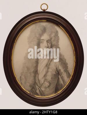 Art Inspired by Portrait of a man, 1700, Plumbago on Pergament, Oval, 4 3/8 x 3 5/8 Zoll (112 x 92 mm), Miniaturen, Thomas Forster (britisch, aktiv ca. 1690–1713, von Artotop modernisierte klassische Werke mit einem Schuss Moderne. Formen, Farbe und Wert, auffällige visuelle Wirkung auf Kunst. Emotionen durch Freiheit von Kunstwerken auf zeitgemäße Weise. Eine zeitlose Botschaft, die eine wild kreative neue Richtung verfolgt. Künstler, die sich dem digitalen Medium zuwenden und die Artotop NFT erschaffen Stockfoto