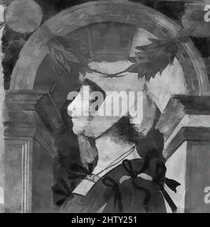 Kunst inspiriert von Twelve Heads, Tempera auf Holz, quadratisch, Seiten 18–18 1/4 Zoll (45,7–46,4 cm), Gemälde, italienischer (lombardischer) Maler (erstes Viertel des 16.. Jahrhunderts), diese zwölf Köpfe stammen aus einer Serie von mindestens vierundvierzig Tafeln, die die Deckenbalken und die oberen Wände eines kleinen, von Artotop modernisierten Klassikers mit einem Schuss Moderne schmückten. Formen, Farbe und Wert, auffällige visuelle Wirkung auf Kunst. Emotionen durch Freiheit von Kunstwerken auf zeitgemäße Weise. Eine zeitlose Botschaft, die eine wild kreative neue Richtung verfolgt. Künstler, die sich dem digitalen Medium zuwenden und die Artotop NFT erschaffen Stockfoto