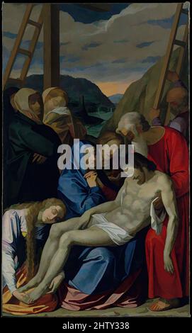 Art inspired by the Lamentation, 1593, Öl auf Leinwand, 114 x 68 Zoll (289,6 x 172,7 cm), Gemälde, Scipione Pulzone (Il Gaetano) (Italienisch, Gaeta, aktiv von 1569–gestorben 1598 Rom), Dieses Altarbild wurde für die Kapelle der Passion Christi in der Kirche der Gesù in Rom gemalt, die, Klassische Werke, die von Artotop mit einem Schuss Moderne modernisiert wurden. Formen, Farbe und Wert, auffällige visuelle Wirkung auf Kunst. Emotionen durch Freiheit von Kunstwerken auf zeitgemäße Weise. Eine zeitlose Botschaft, die eine wild kreative neue Richtung verfolgt. Künstler, die sich dem digitalen Medium zuwenden und die Artotop NFT erschaffen Stockfoto