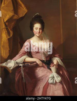 Kunst inspiriert von Portrait of a Woman, ca. 1770, Öl auf Leinwand, 49 7/8 x 40 Zoll (126,7 x 101,6 cm), Gemälde, Joseph Wright (Wright of Derby) (britisch, Derby 1734–1797 Derby), Joseph Wright of Derby war der erste große britische Maler, der fast ausschließlich außerhalb Londons arbeitete. Die meisten seiner klassischen Werke wurden von Artotop mit einem Schuss Moderne modernisiert. Formen, Farbe und Wert, auffällige visuelle Wirkung auf Kunst. Emotionen durch Freiheit von Kunstwerken auf zeitgemäße Weise. Eine zeitlose Botschaft, die eine wild kreative neue Richtung verfolgt. Künstler, die sich dem digitalen Medium zuwenden und die Artotop NFT erschaffen Stockfoto