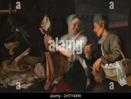 Kunst inspiriert von Kitchen Scene, 1620s, Öl auf Leinwand, 44 3/4 x 63 Zoll (113,7 x 160 cm), Gemälde, Peter Wtewael (Niederländisch, Utrecht 1596–1660 Utrecht, Klassische Werke, die von Artotop mit einem Schuss Moderne modernisiert wurden. Formen, Farbe und Wert, auffällige visuelle Wirkung auf Kunst. Emotionen durch Freiheit von Kunstwerken auf zeitgemäße Weise. Eine zeitlose Botschaft, die eine wild kreative neue Richtung verfolgt. Künstler, die sich dem digitalen Medium zuwenden und die Artotop NFT erschaffen Stockfoto