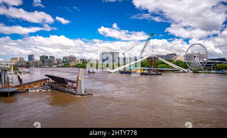 Brisbane, Australien - 1. März 2022: Southbank-Gebiet überflutet nach dem starken Regen Stockfoto