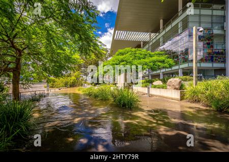 Brisbane, Australien - 1. März 2022: Southbank-Gebiet in der Nähe VON GOMA überflutet nach dem starken Regen Stockfoto