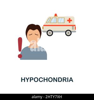 Flaches Symbol für Hypochondrien. Farbliches Elementzeichen aus der Sammlung psychologischer Störungen. Flaches hypochondria Icon-Zeichen für Web-Design, Infografiken und Stock Vektor